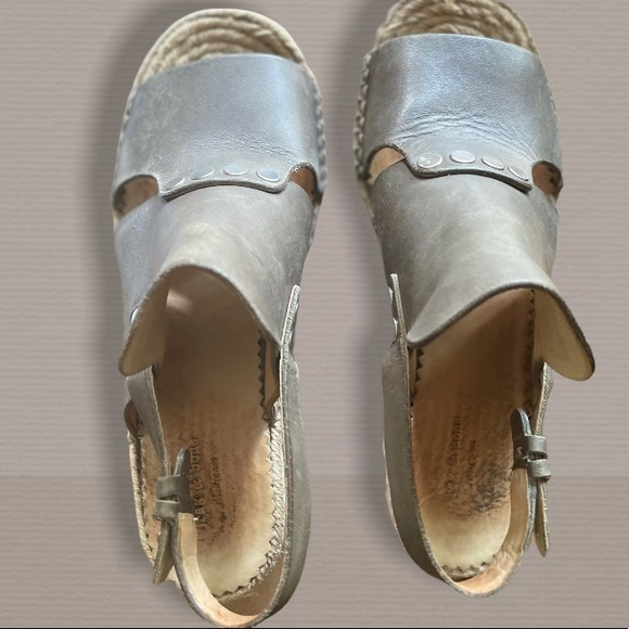 RAG & BONE Sayre Taupe Leather Slingback Peep Toe Espadrille// US 6 - Picture 6 of 8